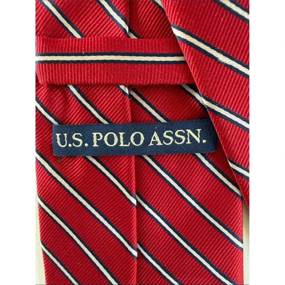 US Polo Association Classic Red White Blue Striped Men's Tie